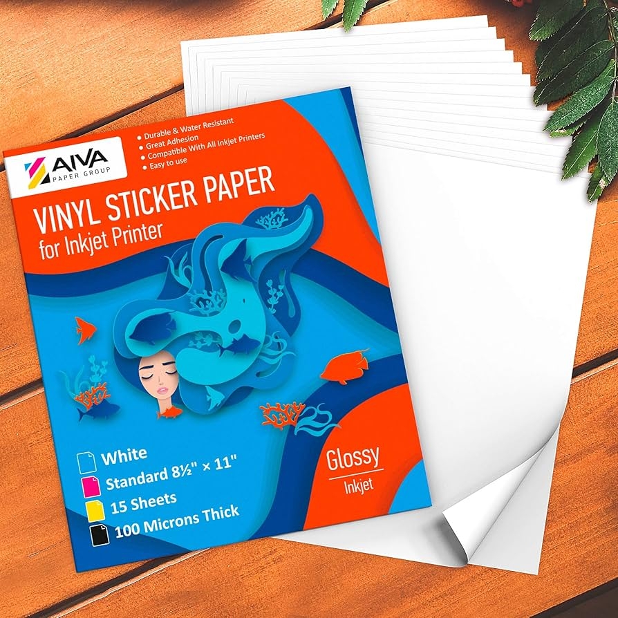 Amazon Limia s Care Printable Vinyl Sticker Paper For Inkjet Printer Glossy White 15 Self Adhesive Sheets Waterproof Decal Paper Standard Letter Size 8 5