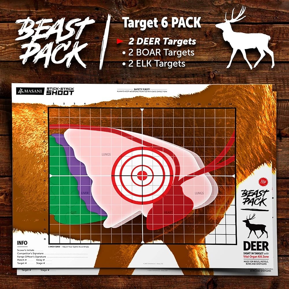 Amazon MASANI Beast Pack Life Size Deer Elk And Boar Paper Shooting Targets Indoor Outdoor Backyard Range Fun For All BB Gun Pistol Rifle Crossbow Archery Pellet And Airsoft Guns 