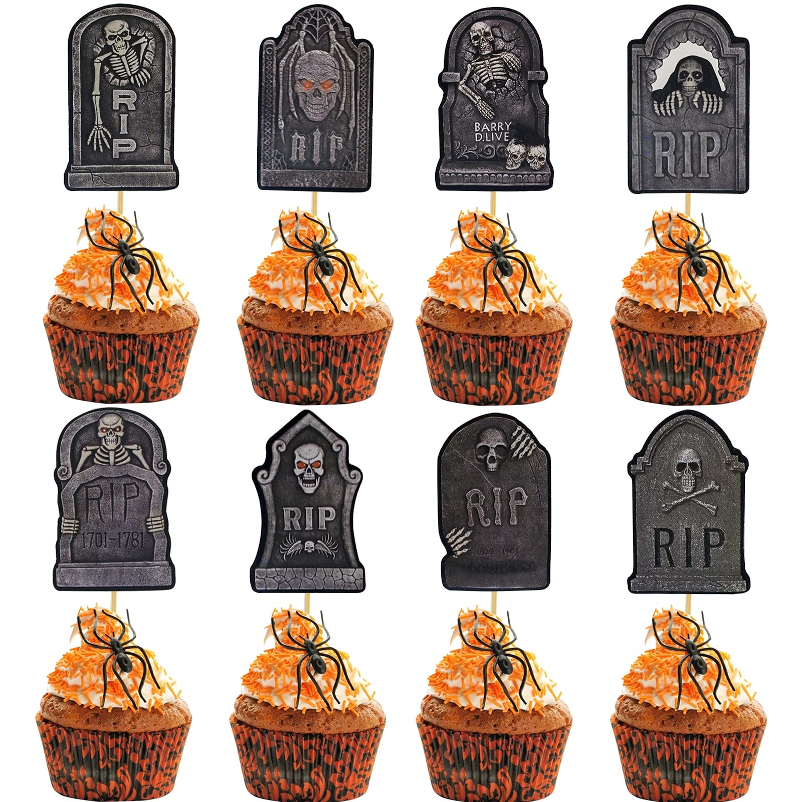 Amazon MEMOVAN Halloween Cupcake Toppers Tombstones Cupcake 