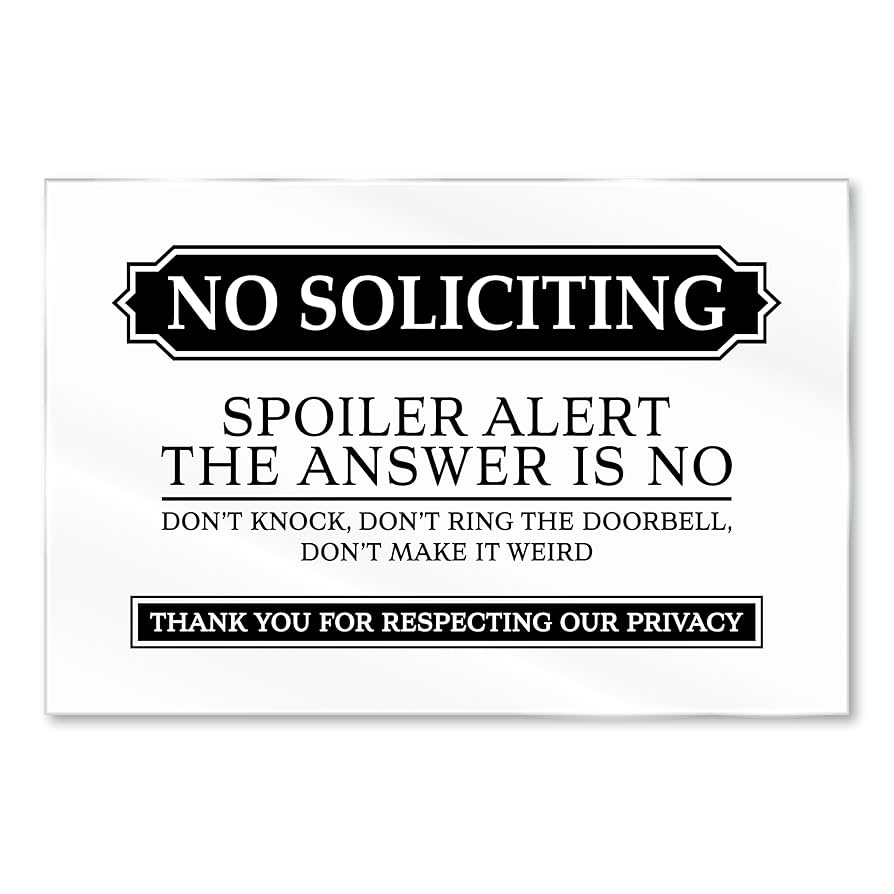 Amazon No Soliciting Sign For House Funny Acrylic No 