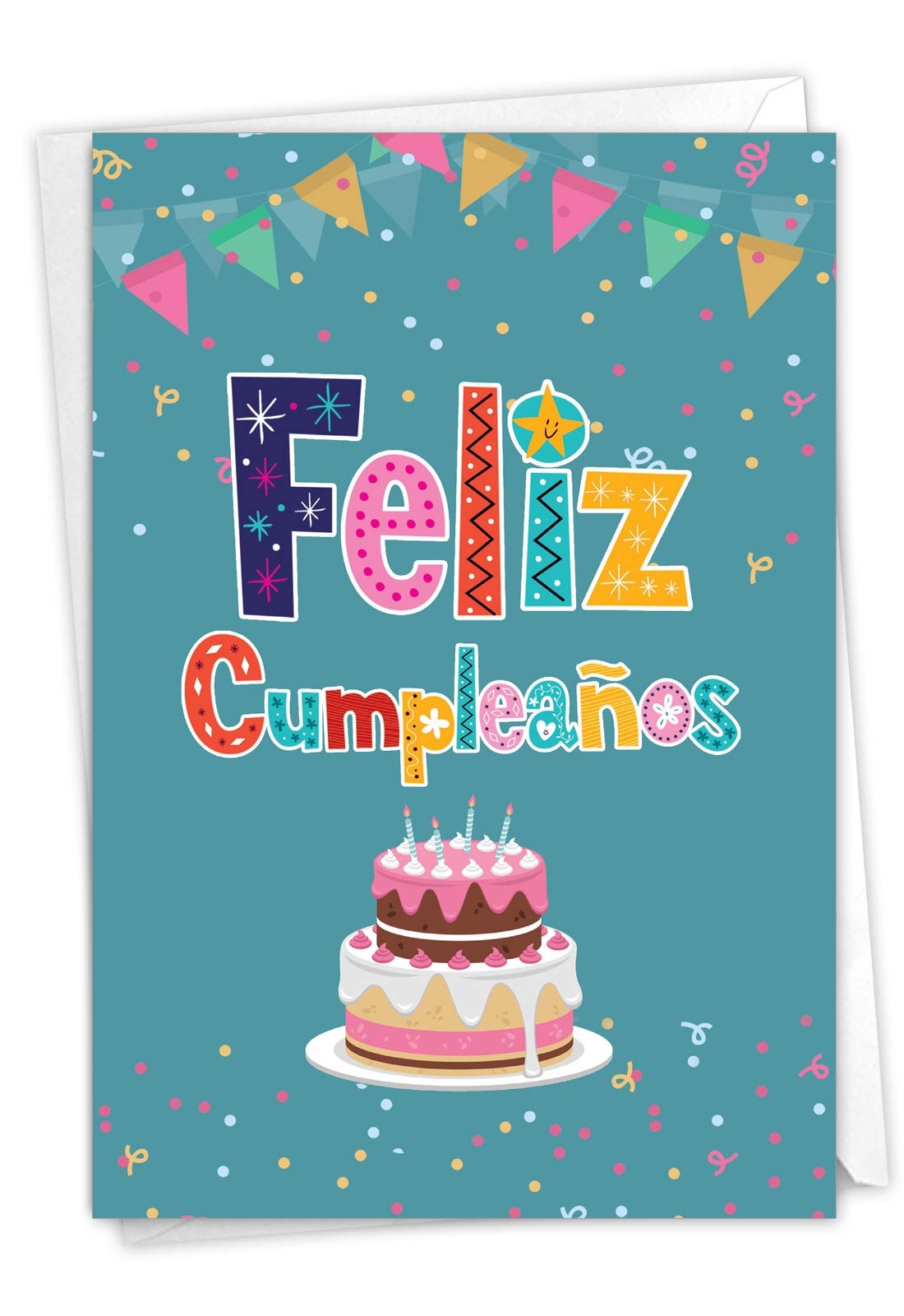 Amazon NobleWorks 1 Spanish Birthday Card With Envelope Hispanic Latino Celebration Card For Birthdays Feliz Cumpleanos C6587BDG SL Office Products