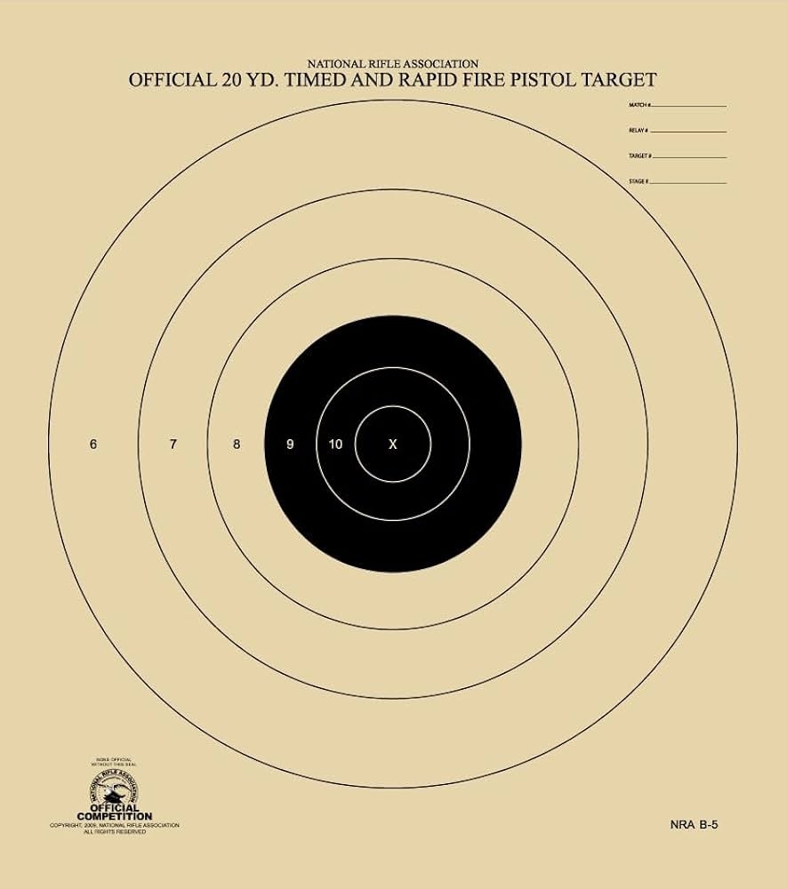 Amazon Official NRA B 5 Shooting Target 20 Yard Timed And Rapid Fire Pistol Target Black 50 Sports U0026 Outdoors