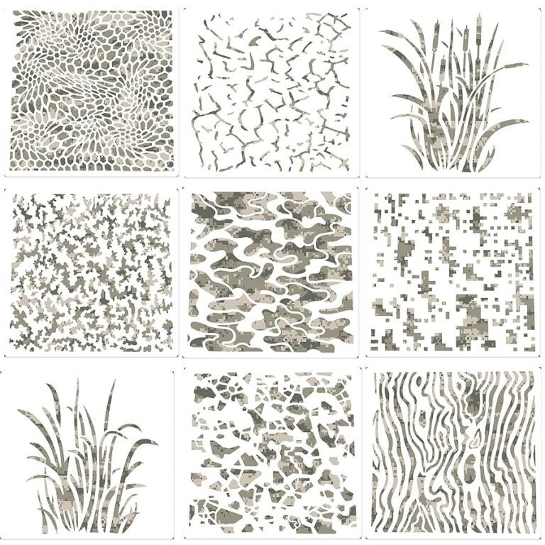 Amazon Outus 9 Pieces Camo Print Stencils Camouflage Painting Templates Reusable Grass Pattern Stencils Green Camo For DIY Scrapbooking Painting On Wood Crafts 11 8 X 11 8 Inch Arts Crafts U0026 Sewing