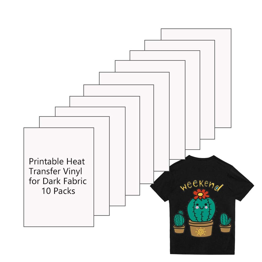 Amazon Printable Heat Transfer Vinyl Paper Inkjet Printer Iron On HTV For Dark Fabrics Or T shirts A4 Size Pack Of 10 Arts Crafts U0026 Sewing