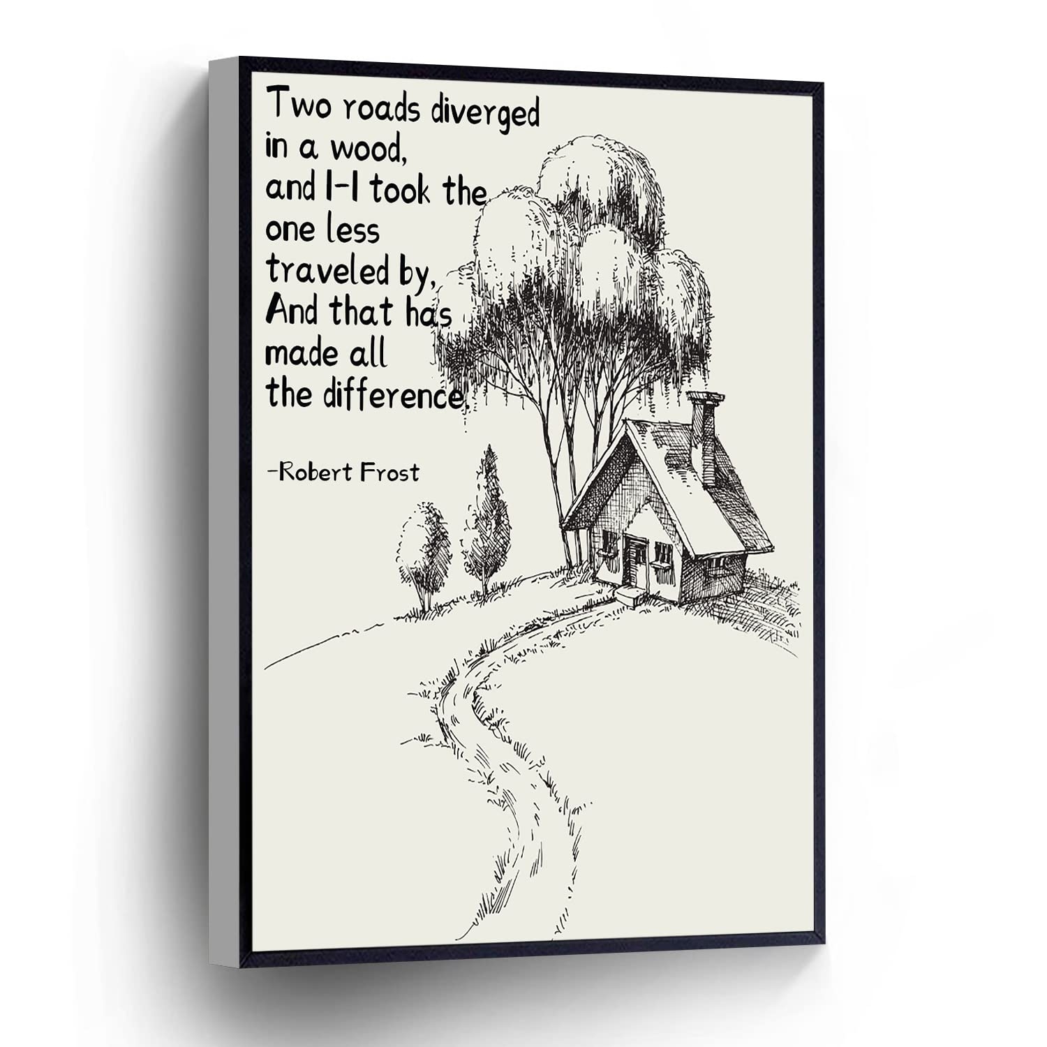 Amazon PUCHYUCT The Road Not Taken Canvas Wall Art Robert Frost Poem Poster The Road Less Traveled Print Stretched And Framed Ready To Hang For Living Room Bedroom Classroom Etc 8