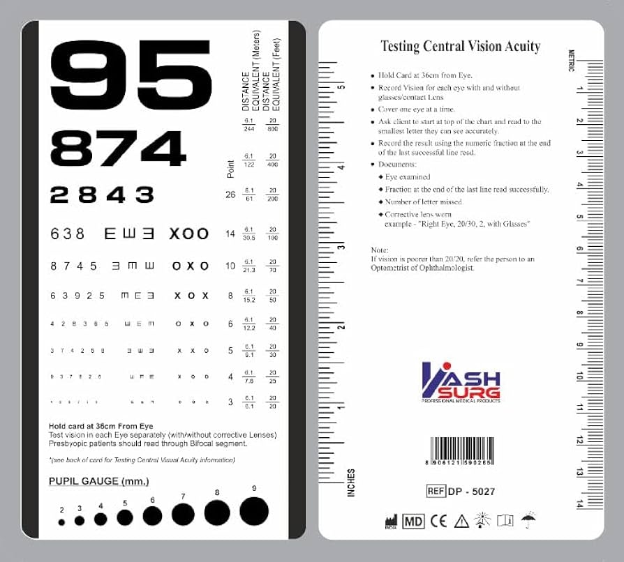 Amazon Rosenbaum Pocket Size Plastic Eye Chart 6 3 8