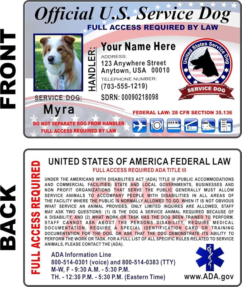 Amazon Service Dog ID Card Custom Printed Holographic 