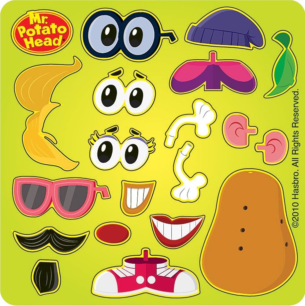 Amazon SmileMakers Mr Potato Head Make Your Own Spud Stickers Party Favors 100 Per Pack Office Products