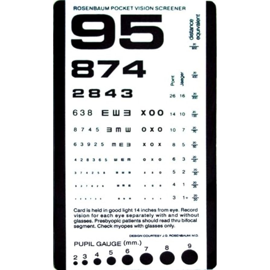 Amazon SNELLEN Pocket Eye Chart Eye Test Industrial U0026 Scientific