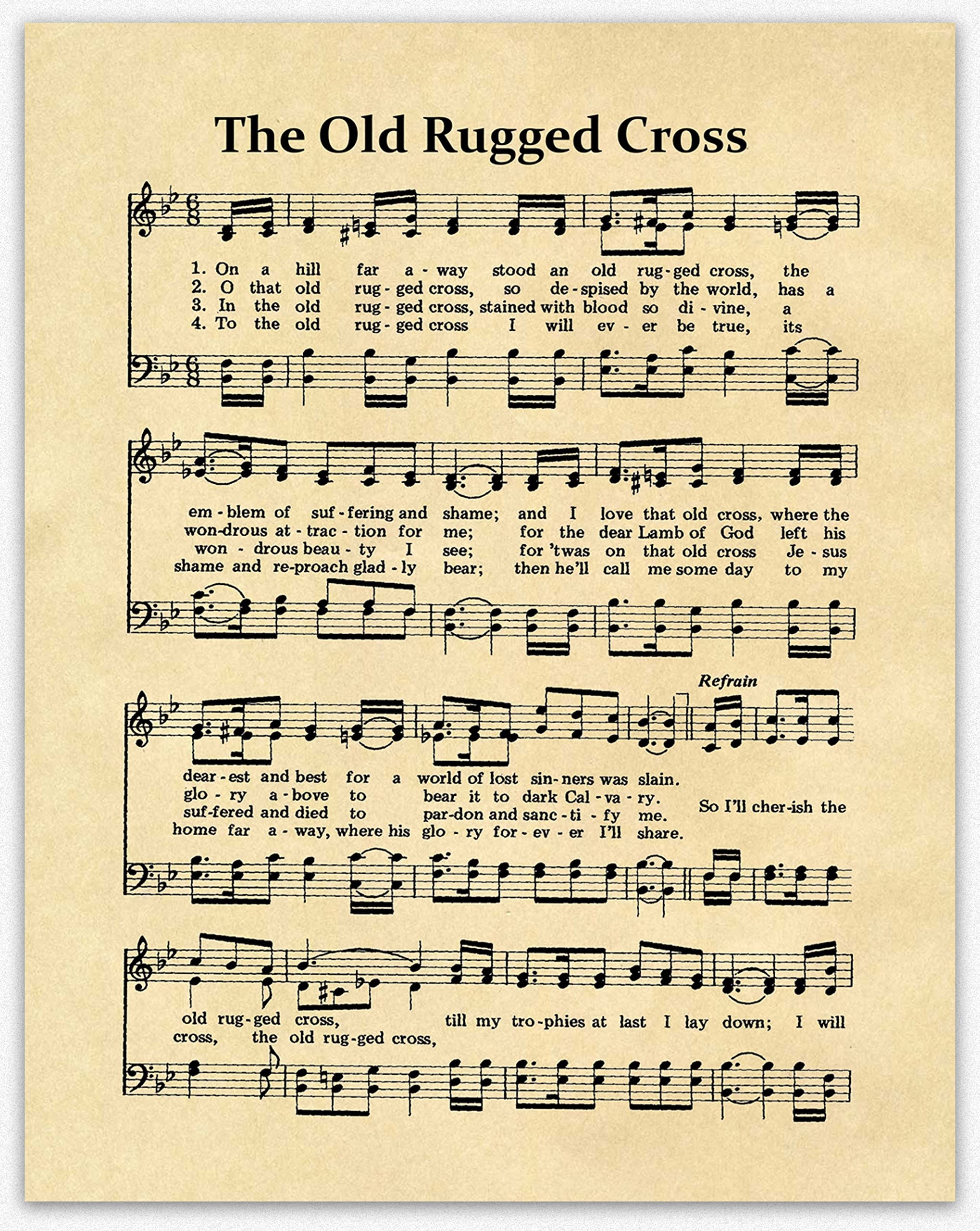 Amazon The Old Rugged Cross Hymn Print Old Rugged Cross Poster Hymnal Prints Hymn Wall Art Hymn Poster Scripture Quote Hymn Sheet Music Sheet Worksheets Library