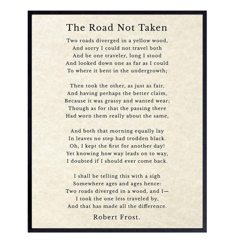 Amazon The Road Not Taken Poem Robert Frost Quote Unframed Wall Art Print Perfect Inspirational And Motivational Gift Chic Home Decor Ready To Frame 8x10 Photo Home U0026 Kitchen