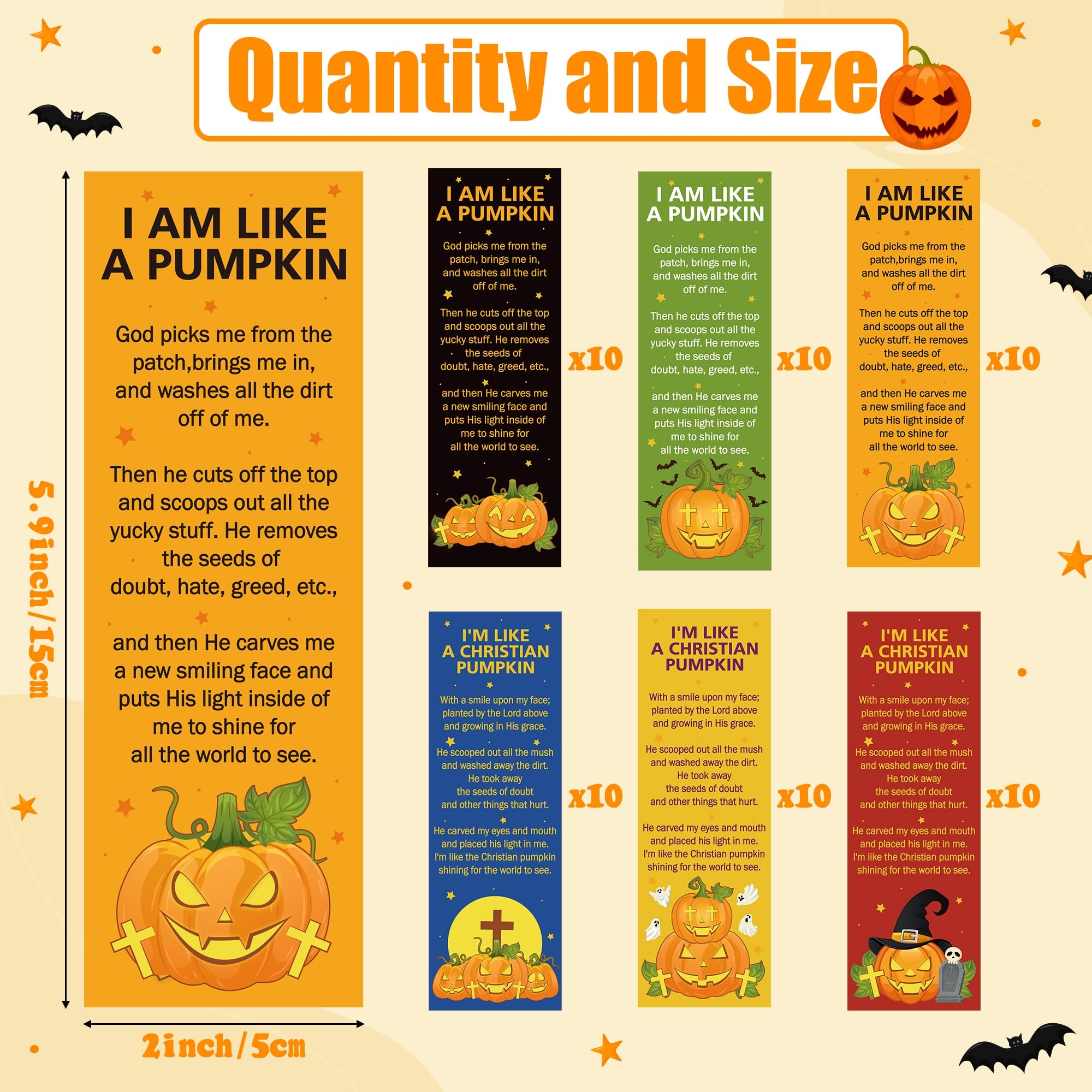 Amazon TICIAGA Halloween Pumpkin Bible Bookmarks 60PCS Pumpkin Prayer Bookmarks For Kids Religious Christian Church Bible Verses Bookmark Giveaways For Sunday School Halloween Party Favors For Classmates Office Products
