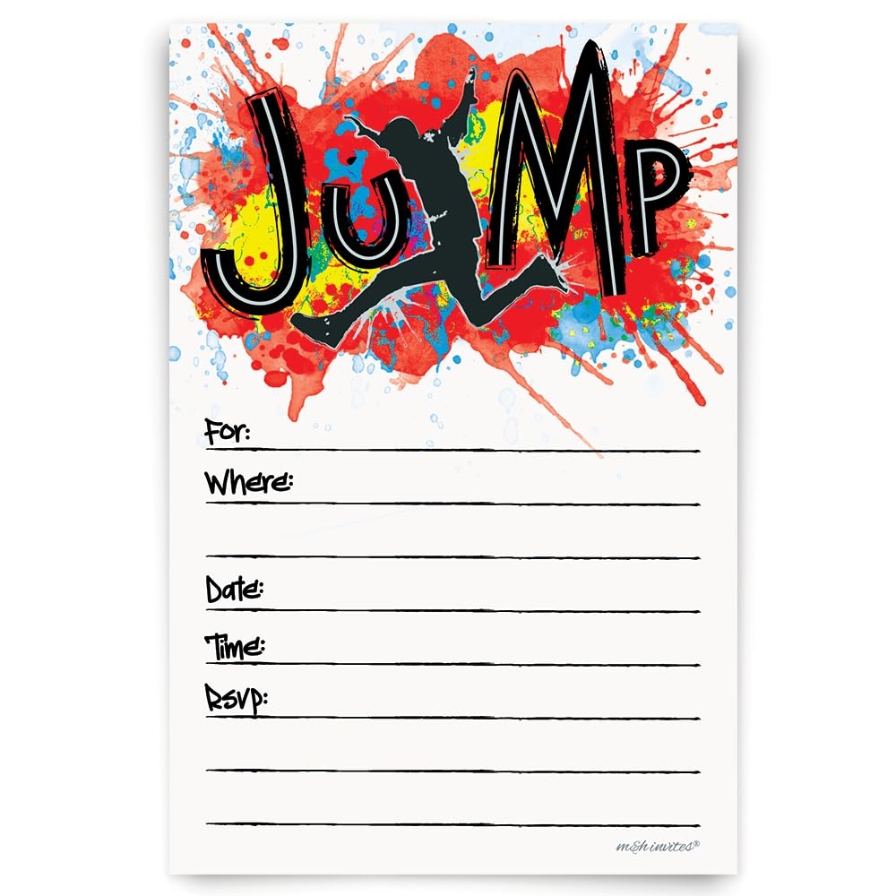 Amazon Trampoline Park Kids Birthday Invitations Jump Party 