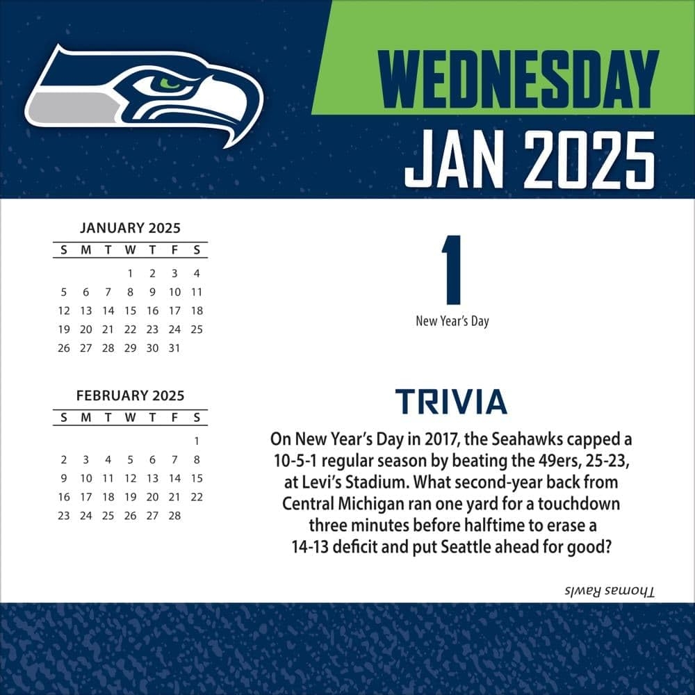 Amazon Turner Sports Seattle Seahawks 2025 Box Calendar 