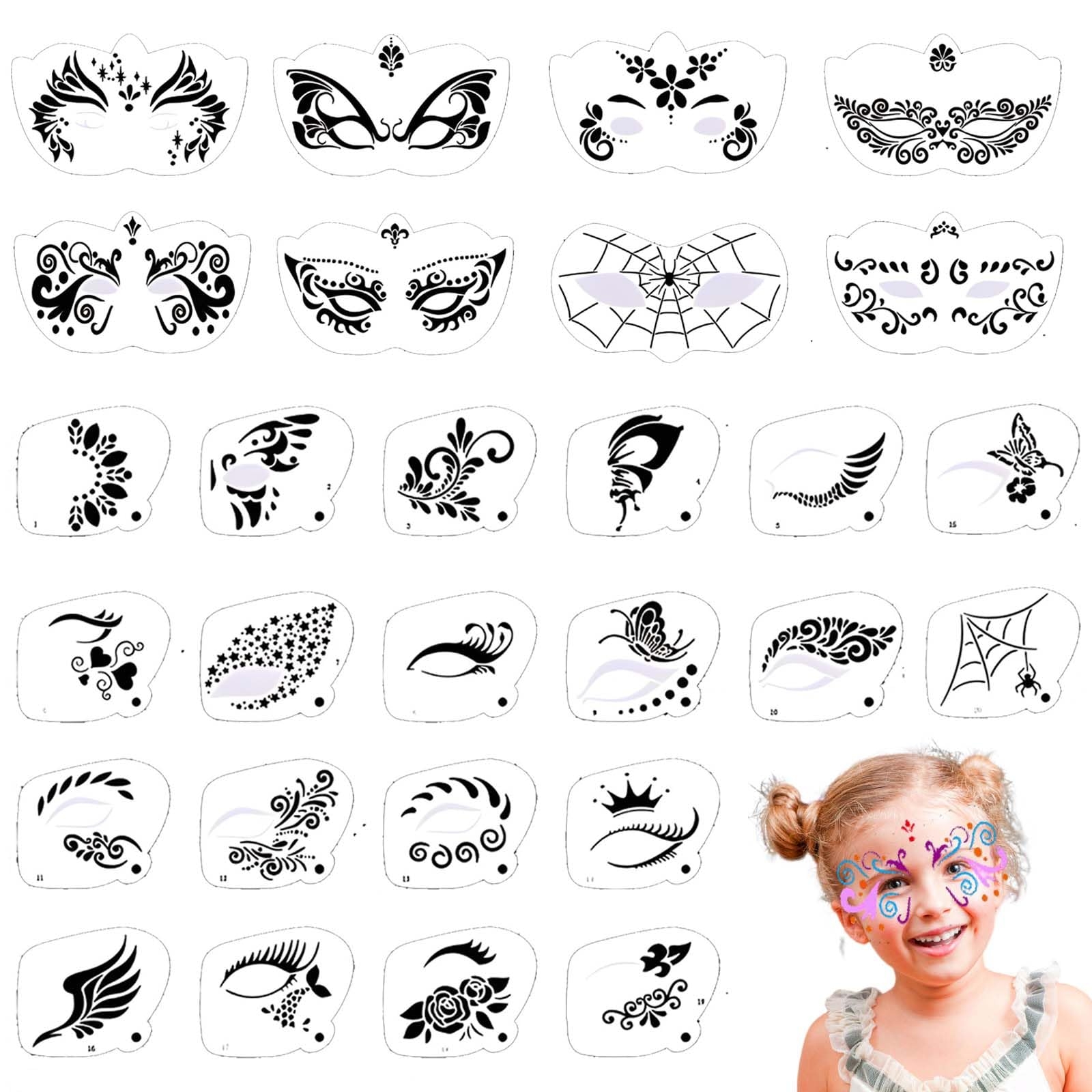 Amazon Twpribarn 28 Pcs Face Paint Stencils Kit Reusable 
