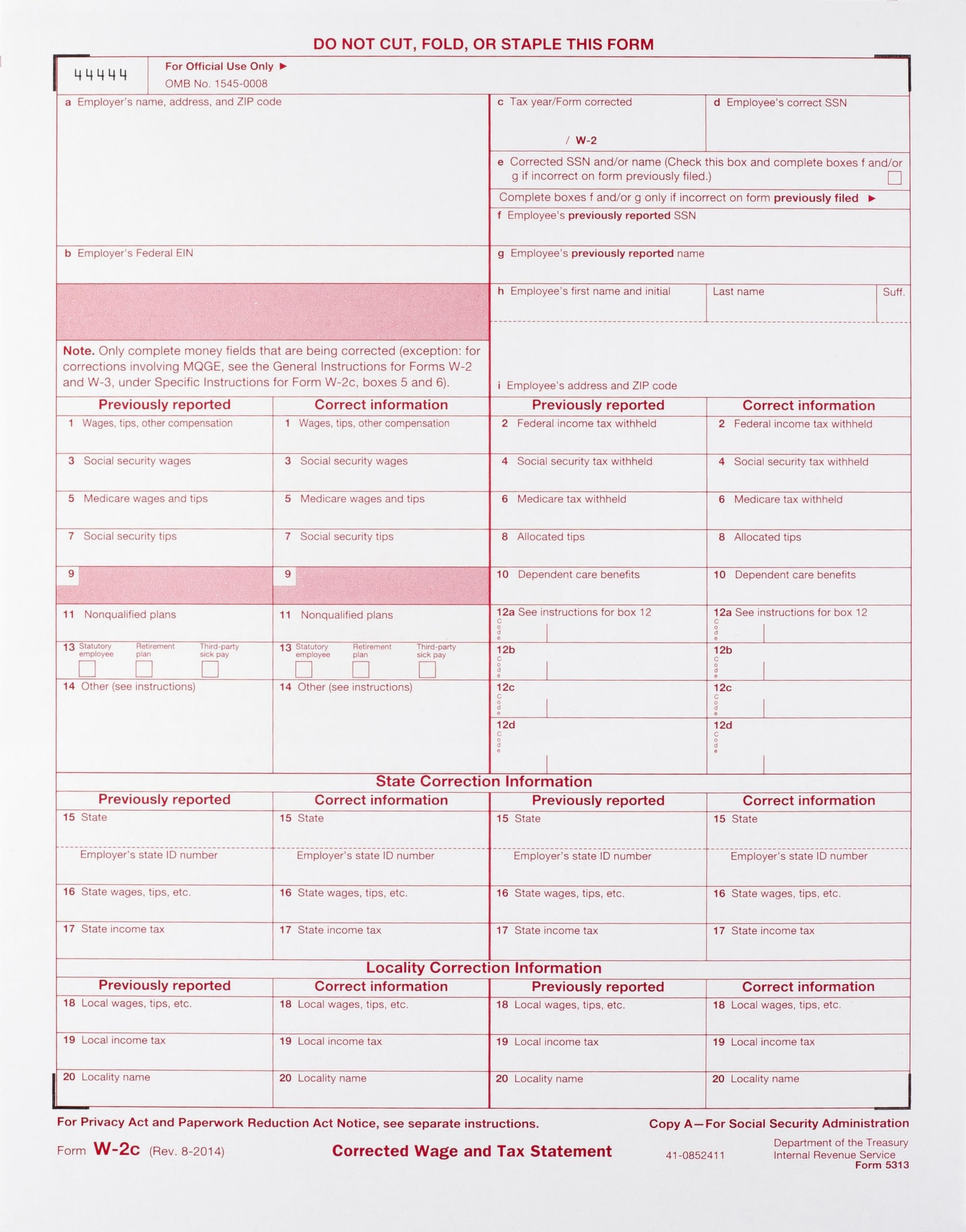 Amazon W 2C Tax Forms 4 Part Set Corrected Wage And Tax Statement 25 Pack Office Products Amazon W 2C Tax Forms 4 Part Set Corrected Wage And Tax Statement 25 Pack Office Products