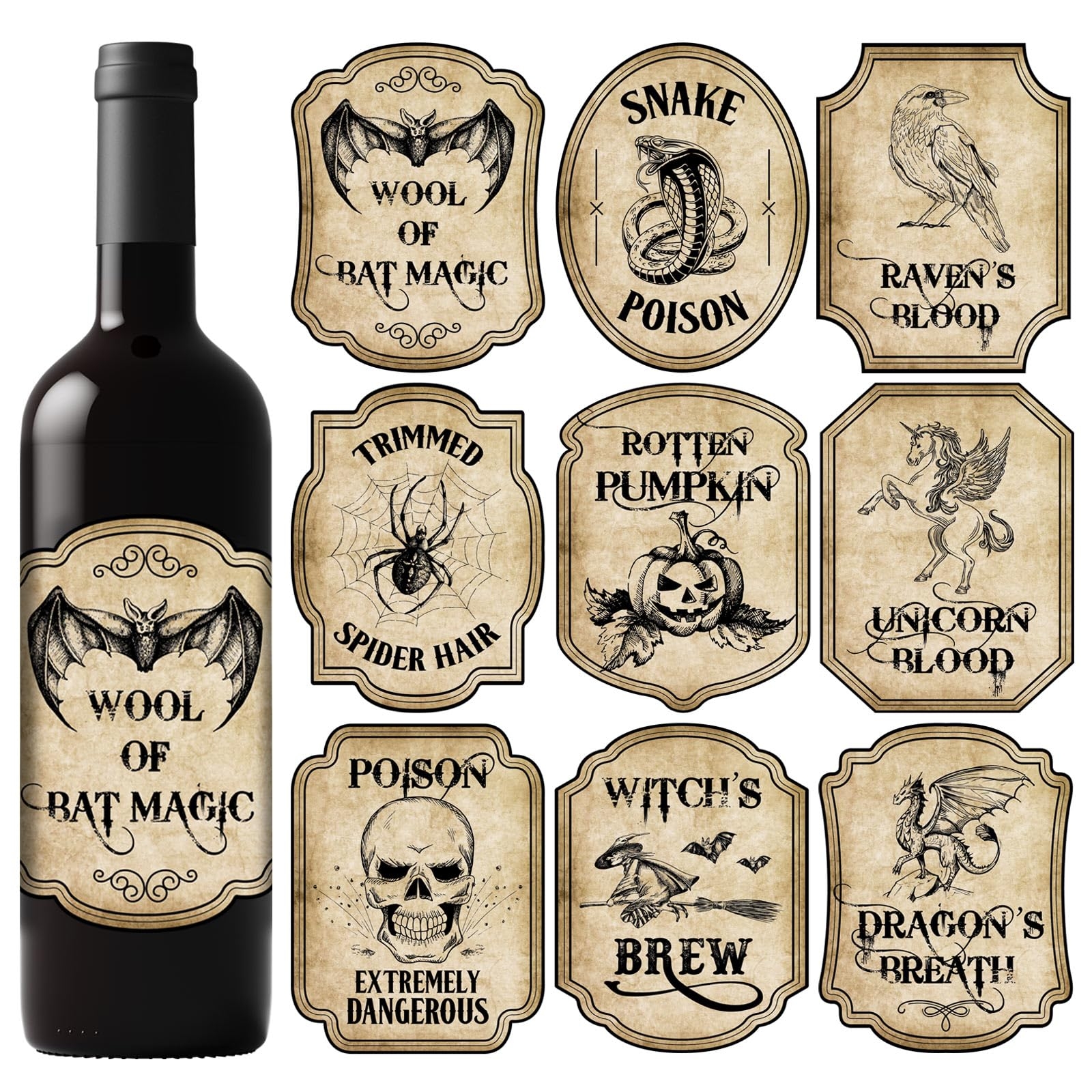 Amazon Whaline 54Pcs Halloween Wine Bottle Labels Stickers 
