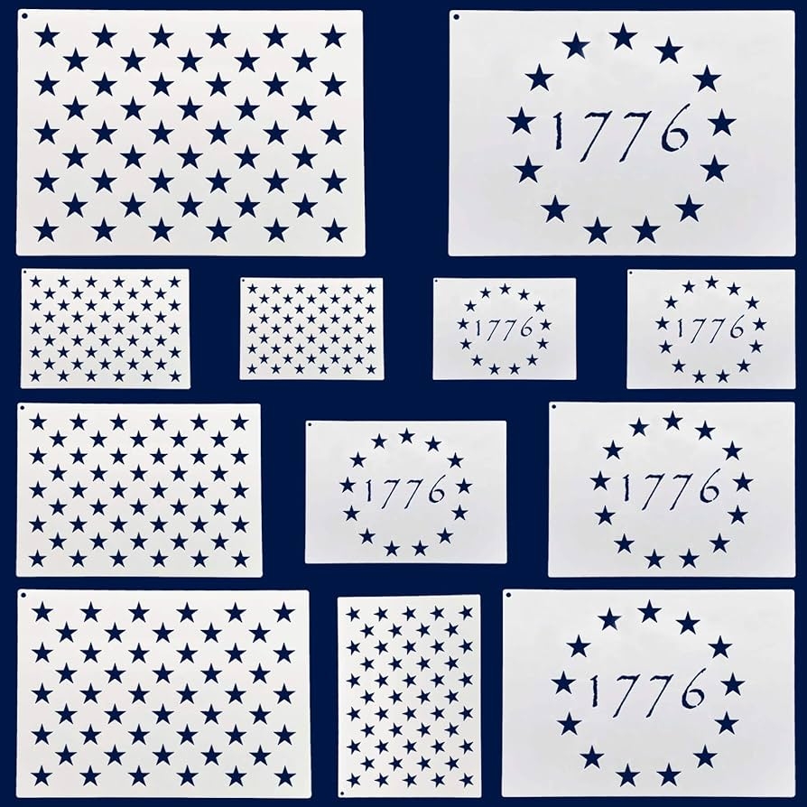 Amazon WISYOK American Flag 50 Star Stencils And 13 Stars 