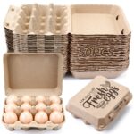 Amazon Zhanmai 50 Pcs Natural Paper Pulp Egg Cartons Blank Bulk 12 Count Dozen Vintage Classical 3 X 4 Style Square Chicken Cardboard Egg Tray Holder For Family Farm Market Storing Stylish 