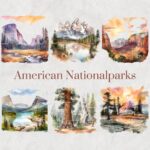 American National Parks Watercolor Clipart Set Hand painted Scenic Landscapes USA Parks Digital Scrapbooking Printable DIY Invitation Etsy