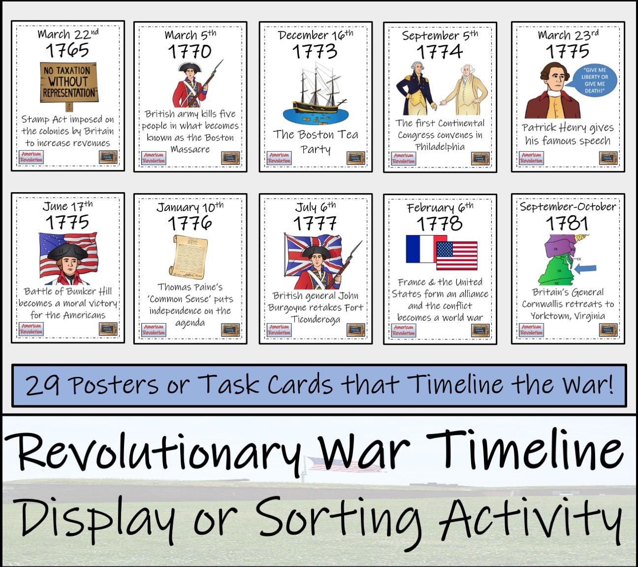 American Revolutionary War Timeline Display Research And Sorting Activity Etsy