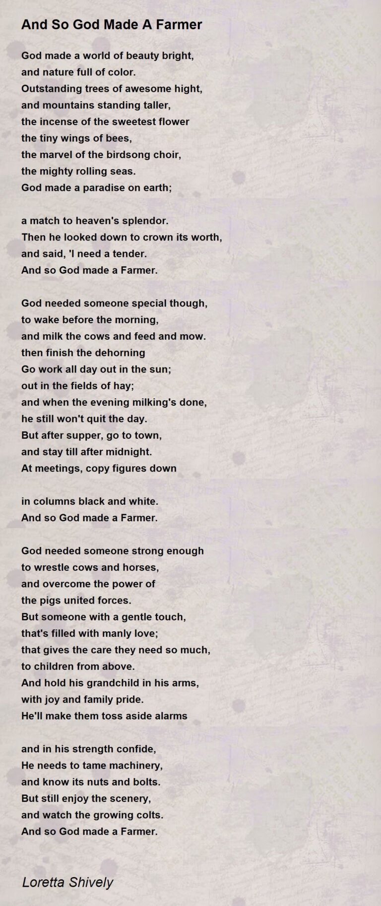 And So God Made A Farmer And So God Made A Farmer Poem By 