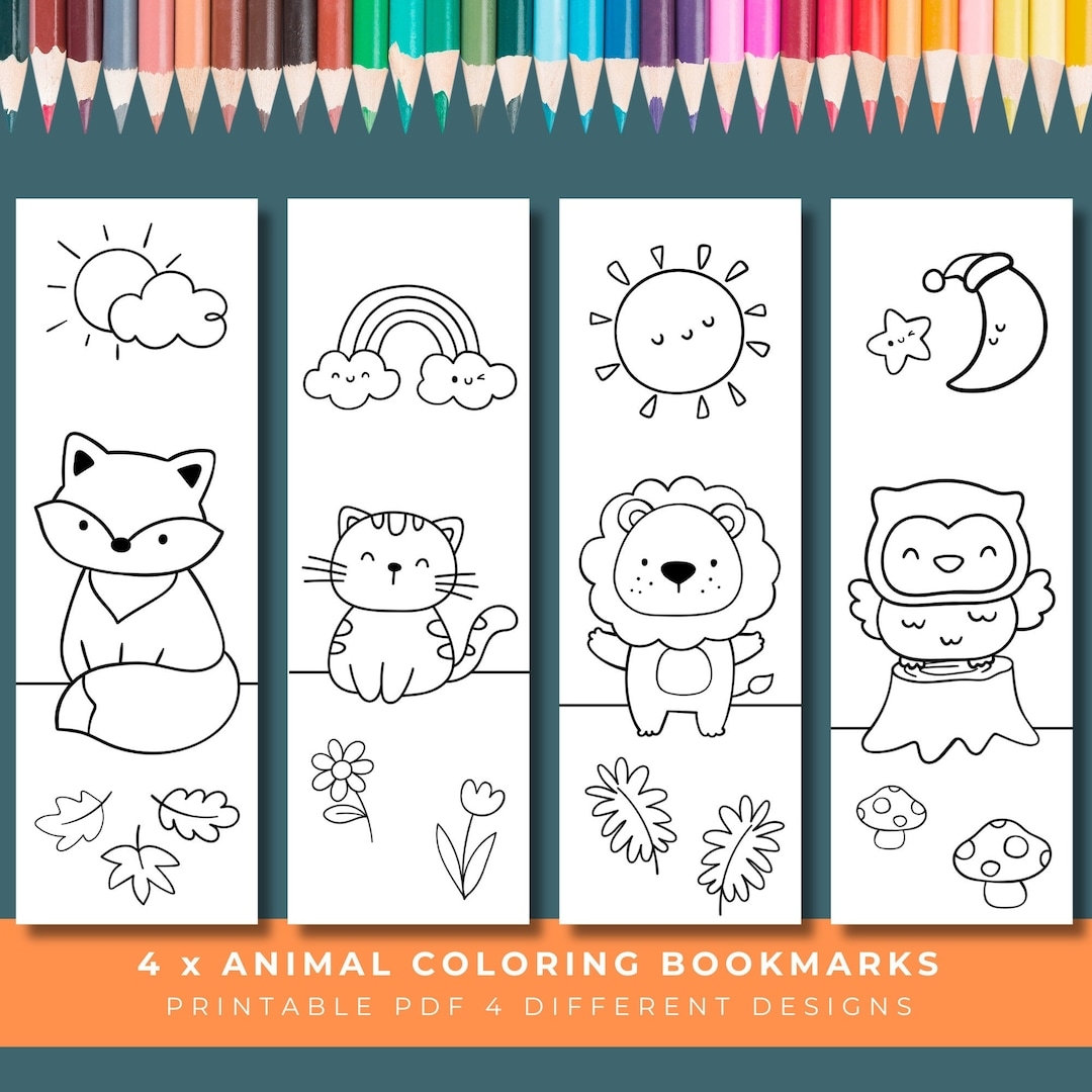 Animal Coloring Bookmarks Printable Bookmark Animals Colouring 