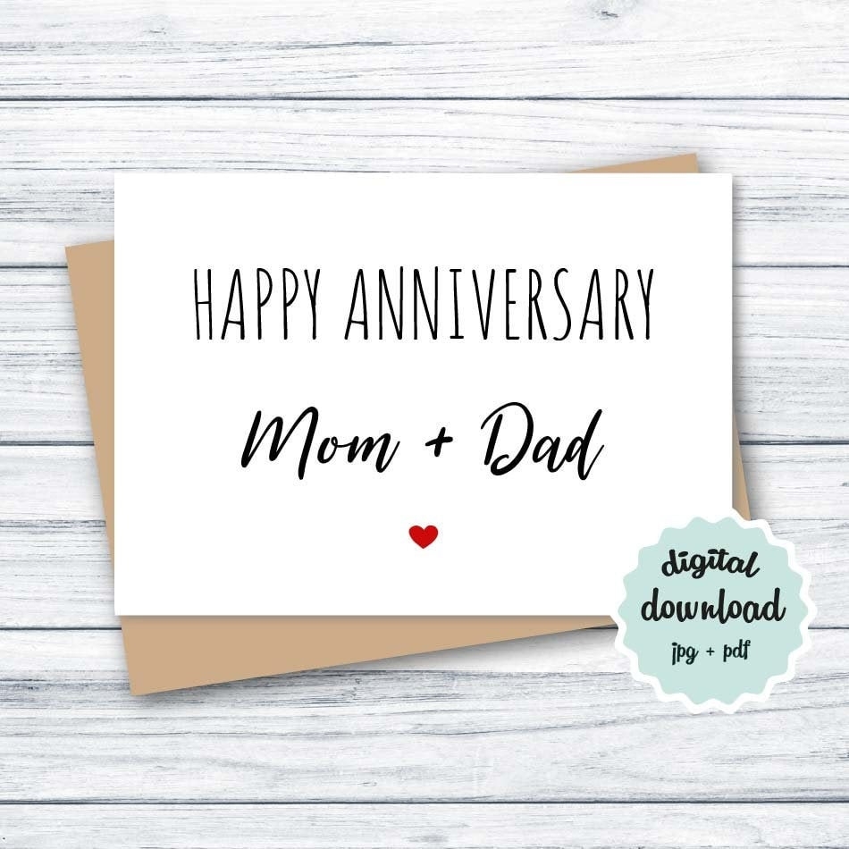 Anniversary Card For Parents Happy Anniversary Mom Dad Parents 