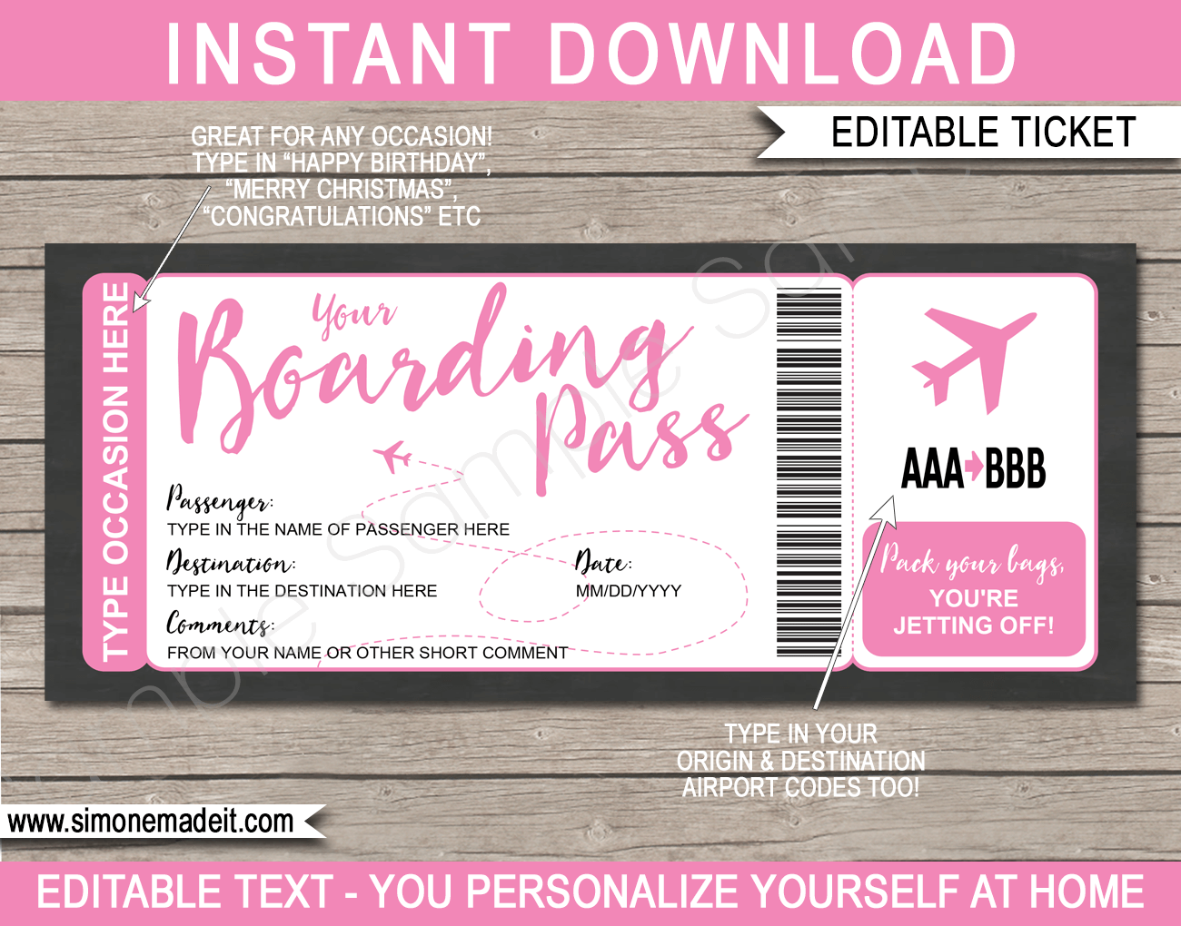 Any Occasion Boarding Pass Colors