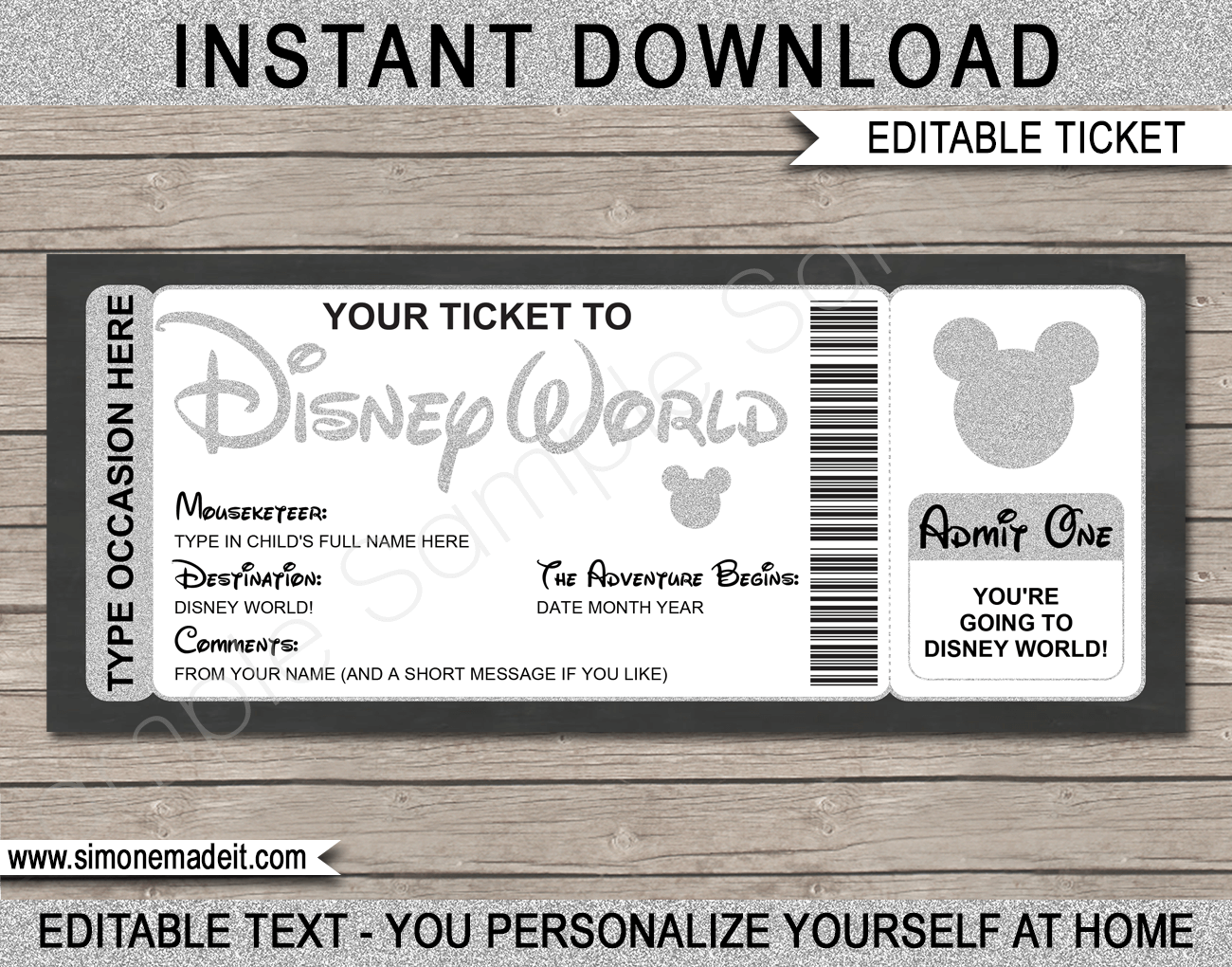 Any Occasion Surprise Trip To Disney World Glitter