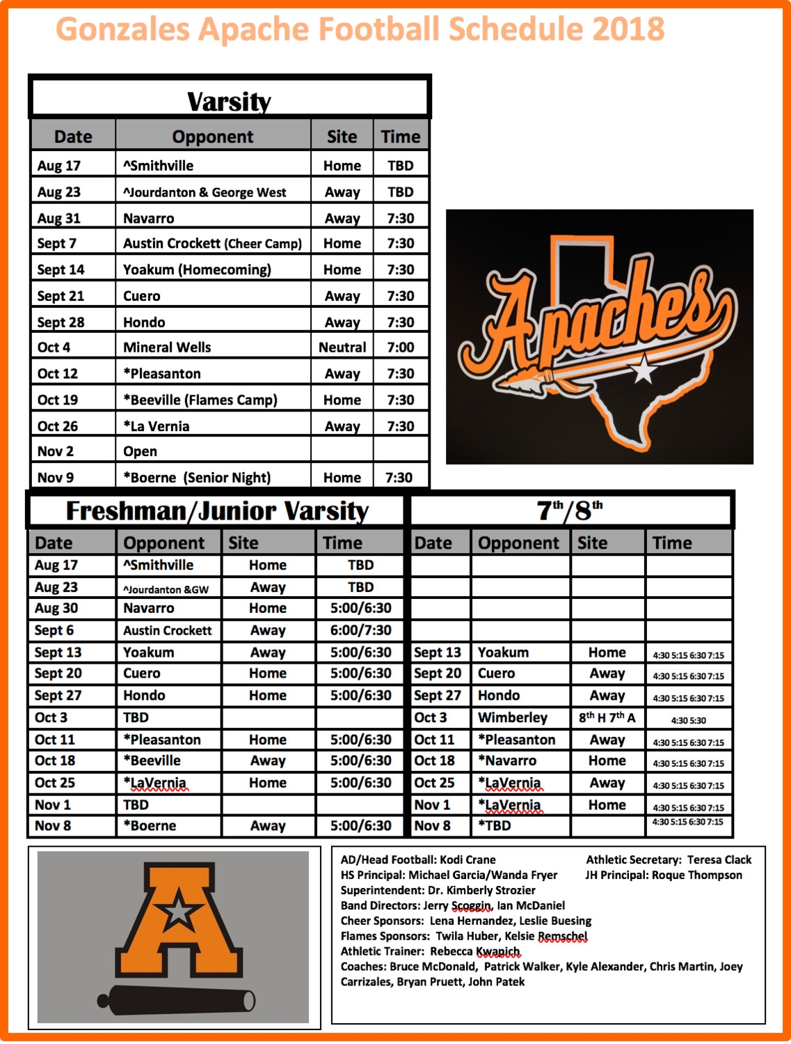 Apache Football Season Tickets Available Late July The Gonzales 