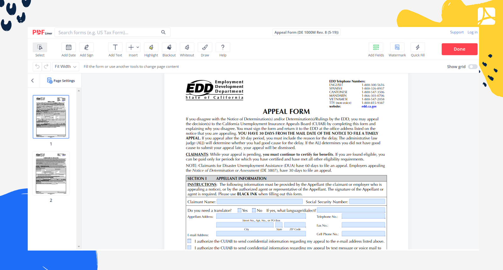 de 2501 form 2020 printable
