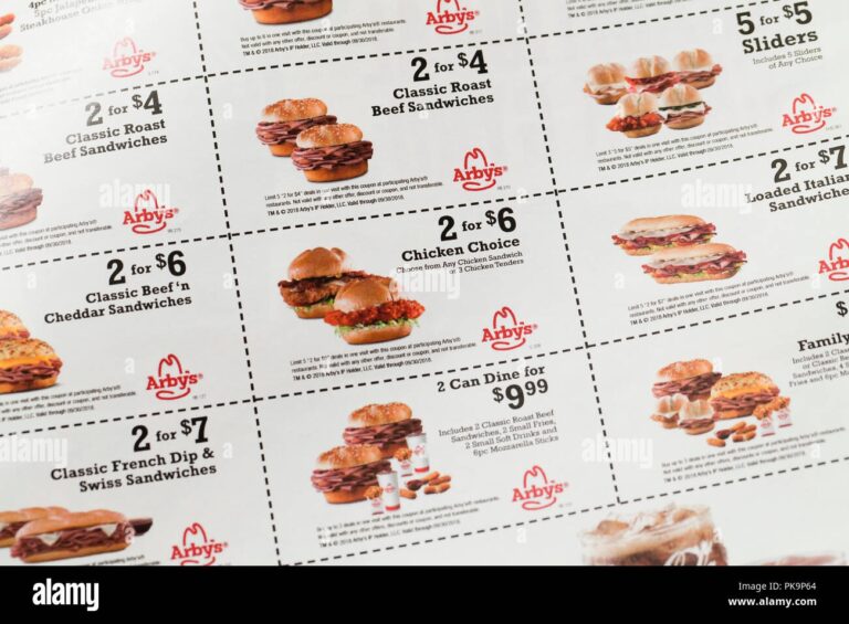 Arbys Sandwich Coupons fast Food Coupon USA Stock Photo Alamy Worksheets Library