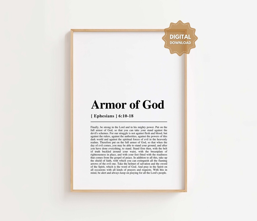 Armor Of God Printable Ephesians 6 10 18 NIV Armor Of God Wall Art Scripture Printable Wall Art Bible Verse Print Christian Wall Art Etsy