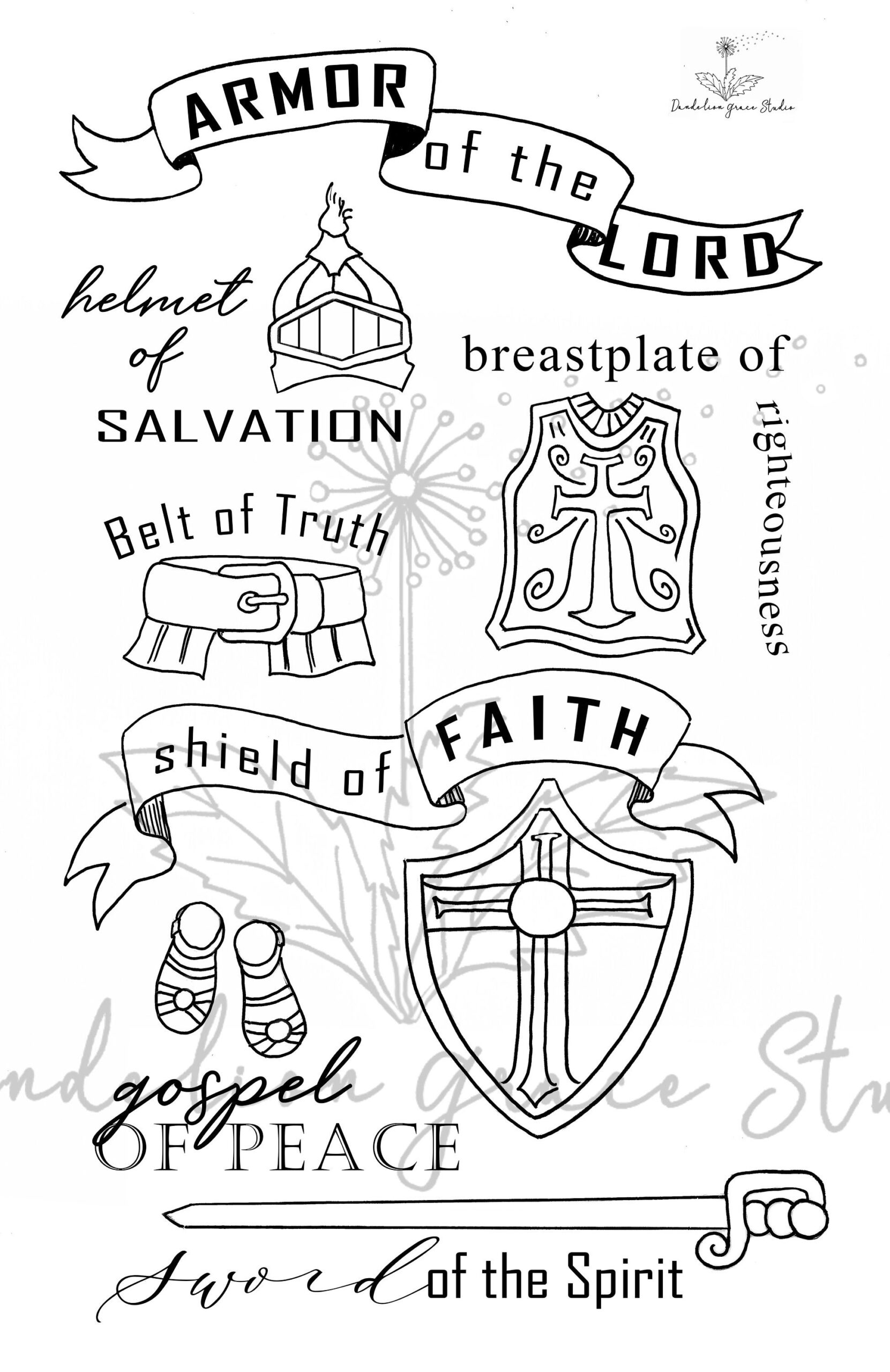Armor Of The Lord Bible Journaling Prayer Faith Journals Printable Coloring Page Card Making Scrapbooking Homeschool Art Etsy