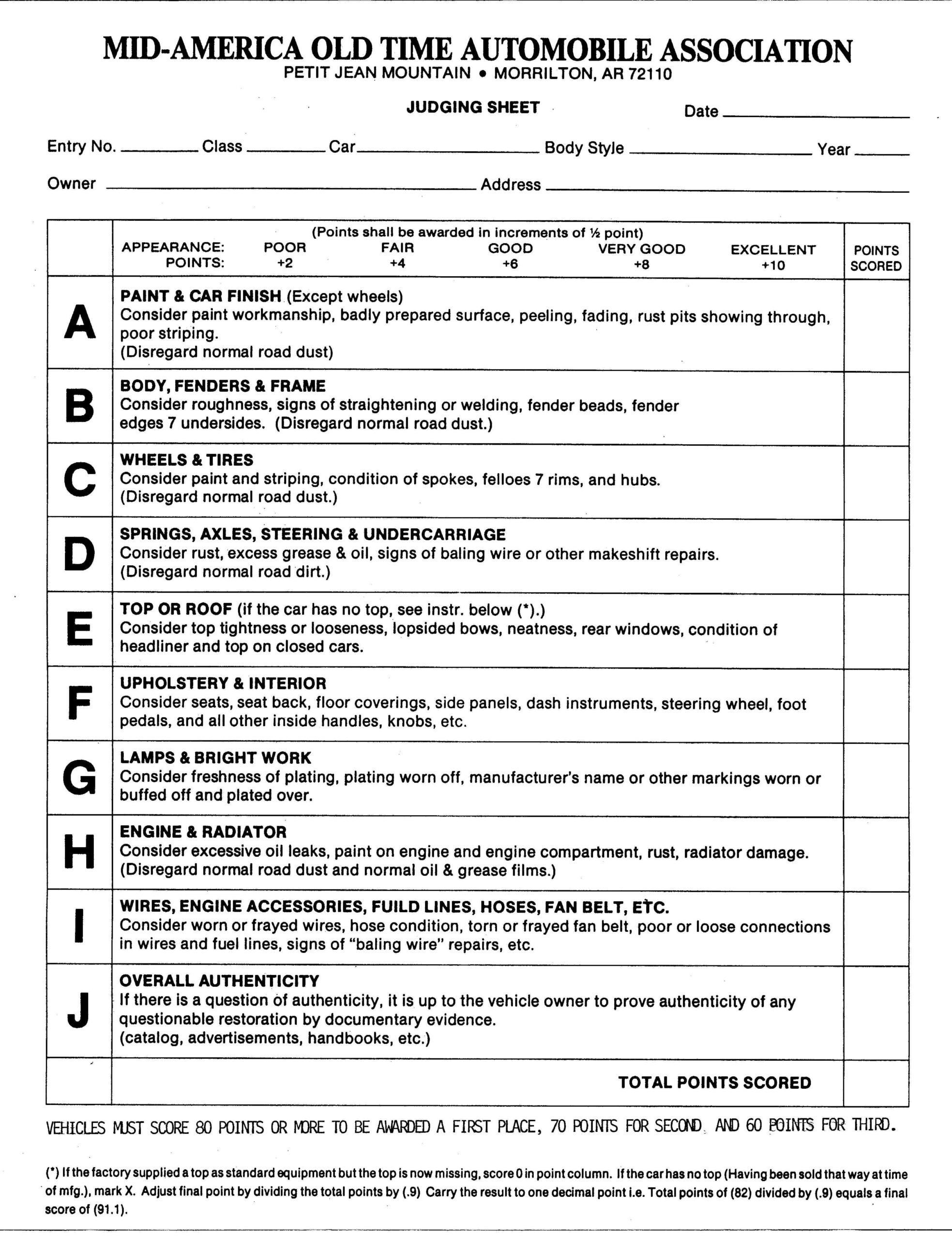 printable car show judging sheet printable car show judging sheet