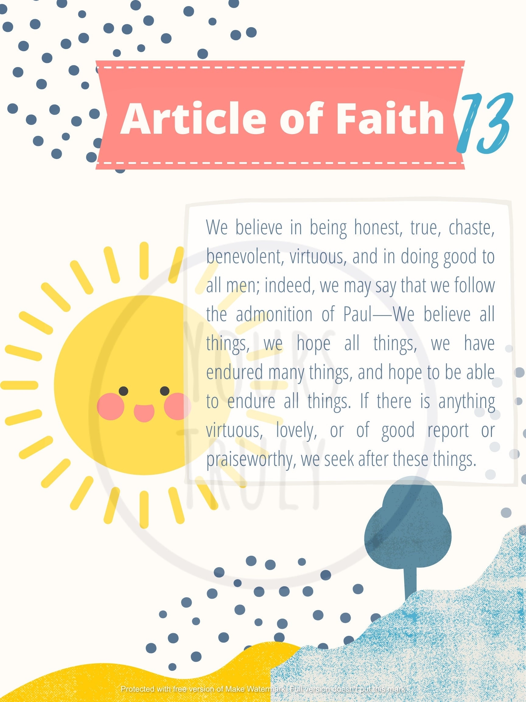 Article Of Faith 13 Etsy