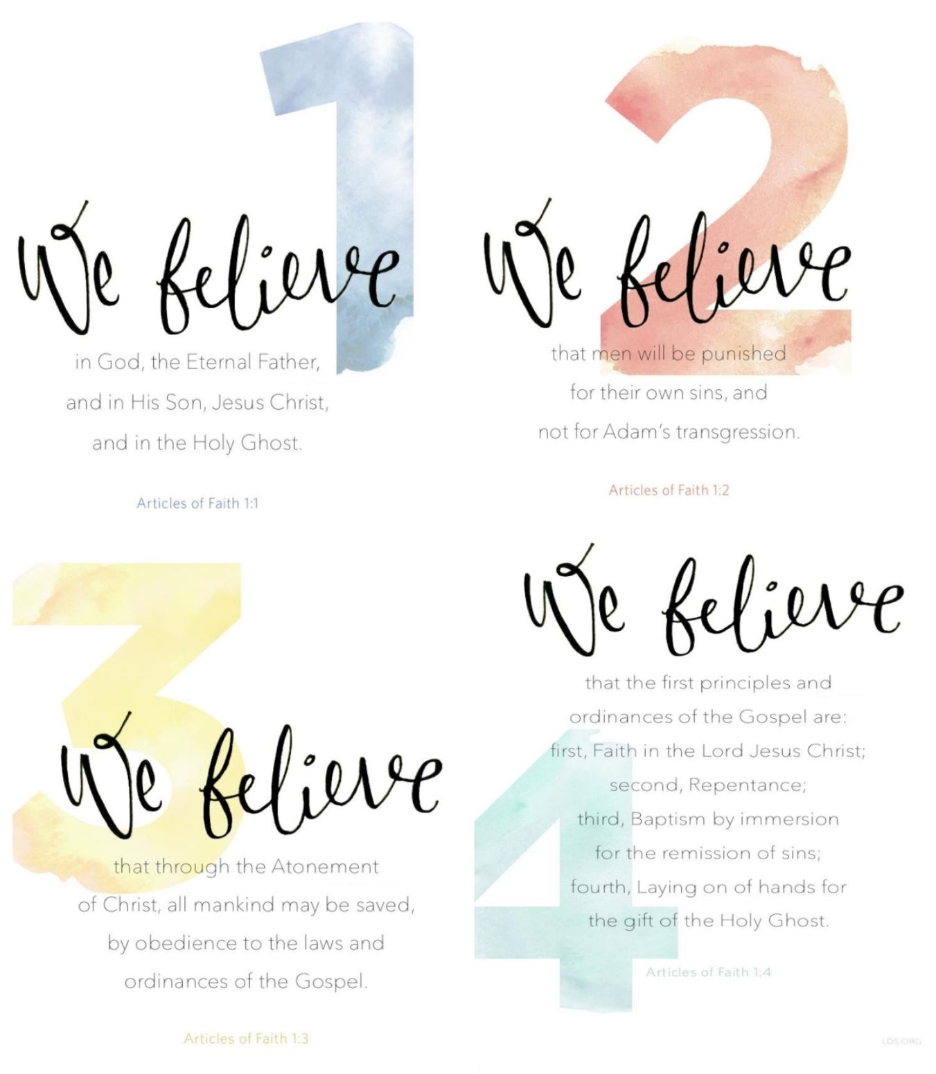 articles of faith printable cards