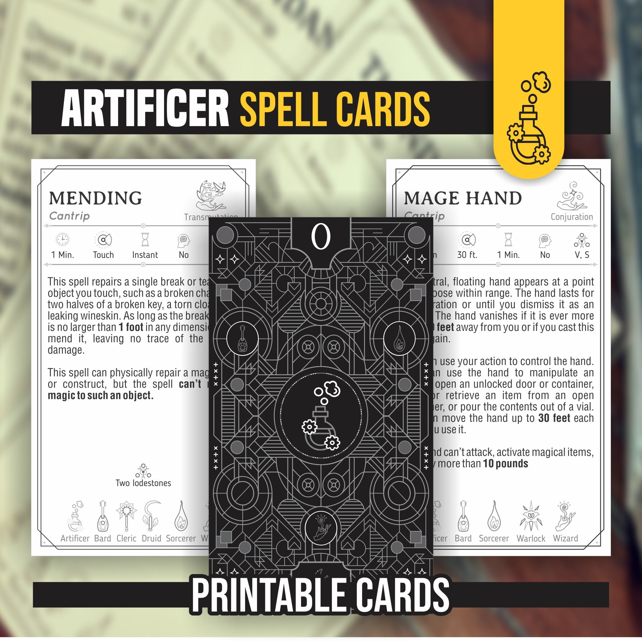 ARTIFICER Spell Cards For DnD 5e And 5 5e 2024 Update Form 