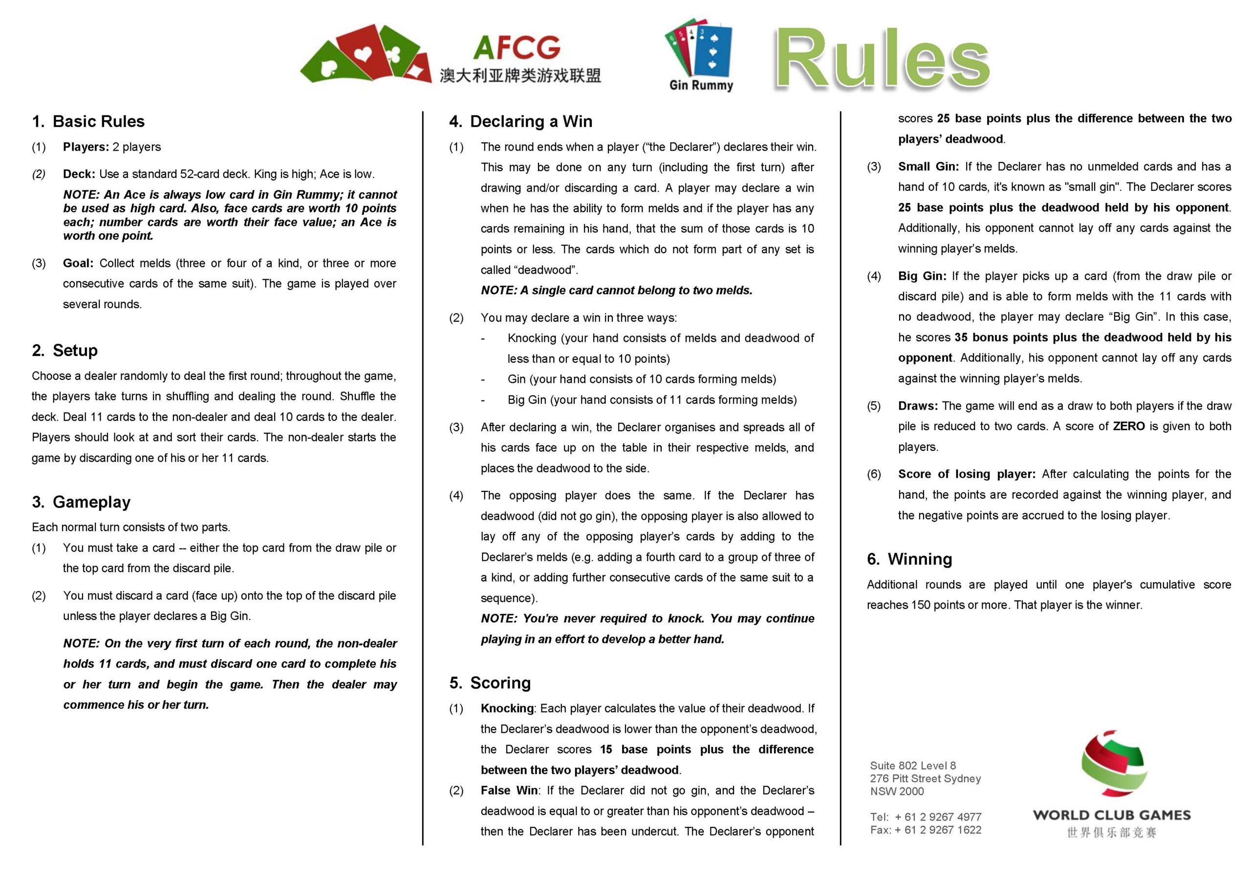 Australian Federated Card Games