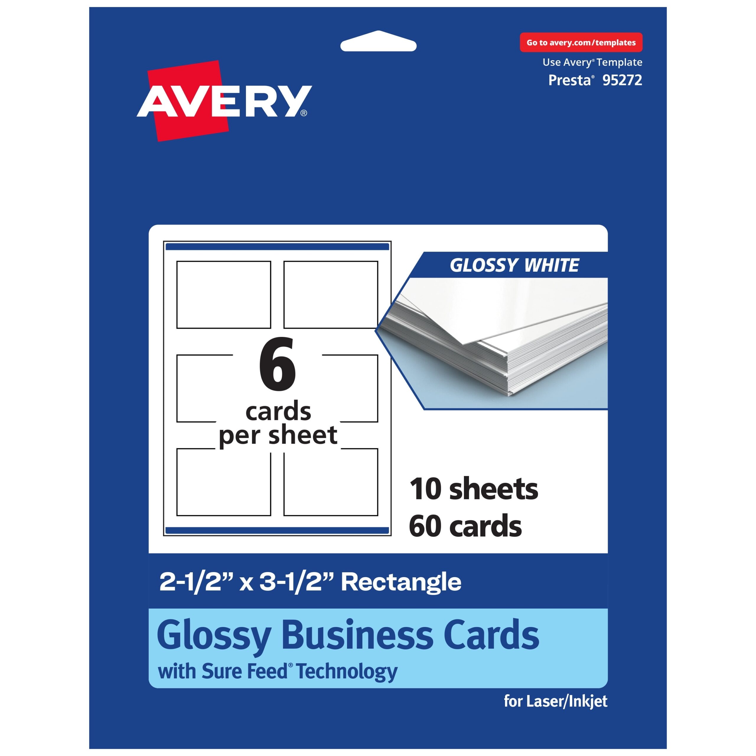 Avery Matte White Rectangle Cards 2 5