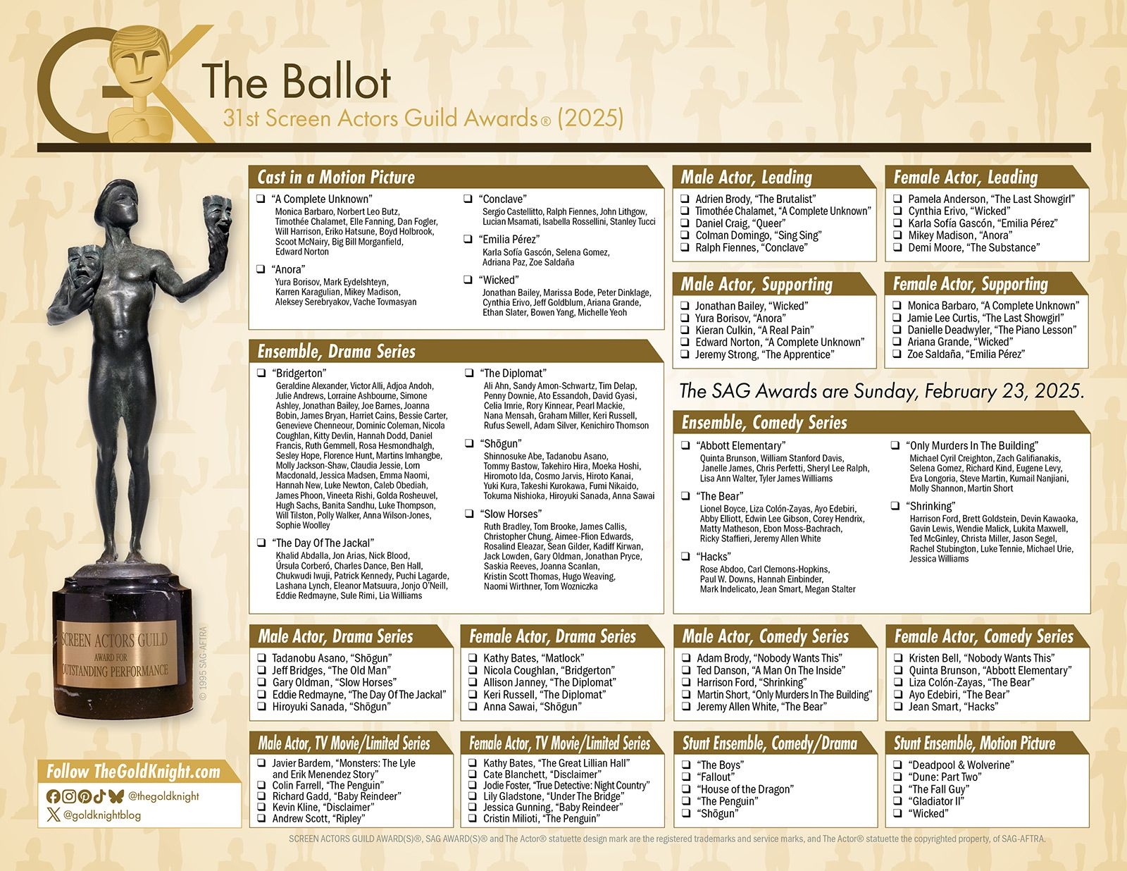golden globe printable ballot 2019