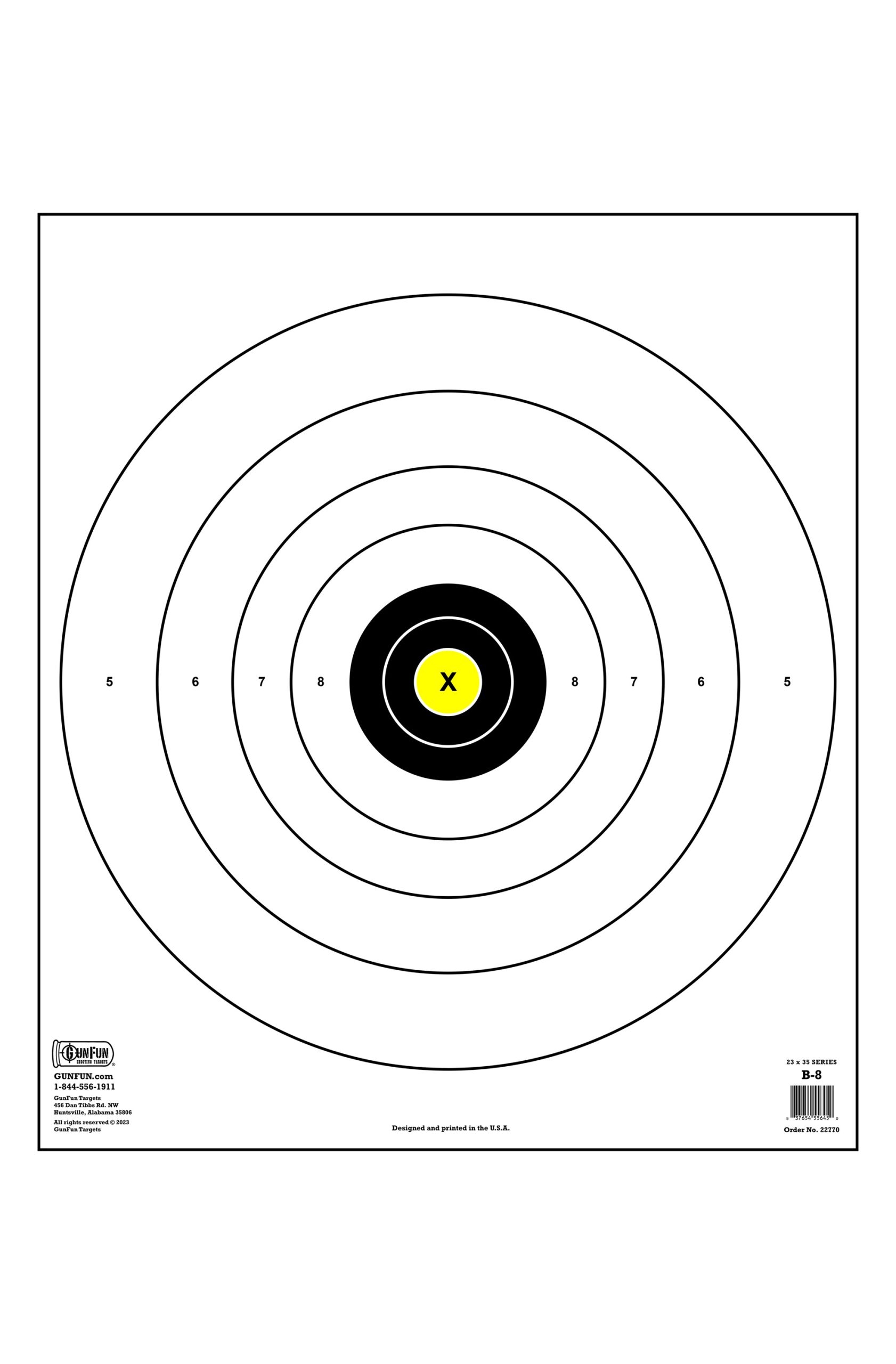 B 8 With Hi Viz Center 22770 GunFun Targets Inc 