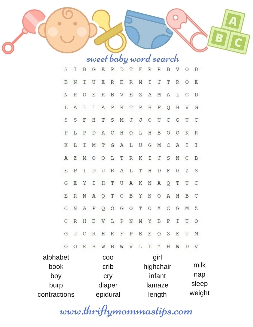 Baby Boy Shower Word Search Printable Clearance