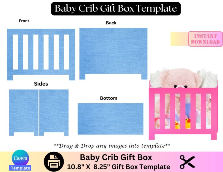 Baby Crib Gift Box Template Baby Shower Baby Gift Newborn Gift Personalized Baby Template New Baby Gift Canva Template Editable Box Etsy