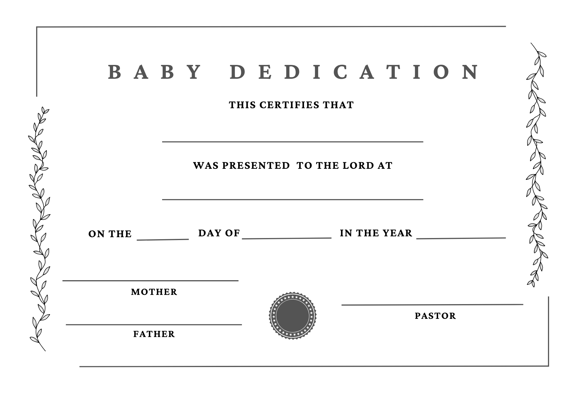 Baby Dedication Certificates Childrens Ministry Online