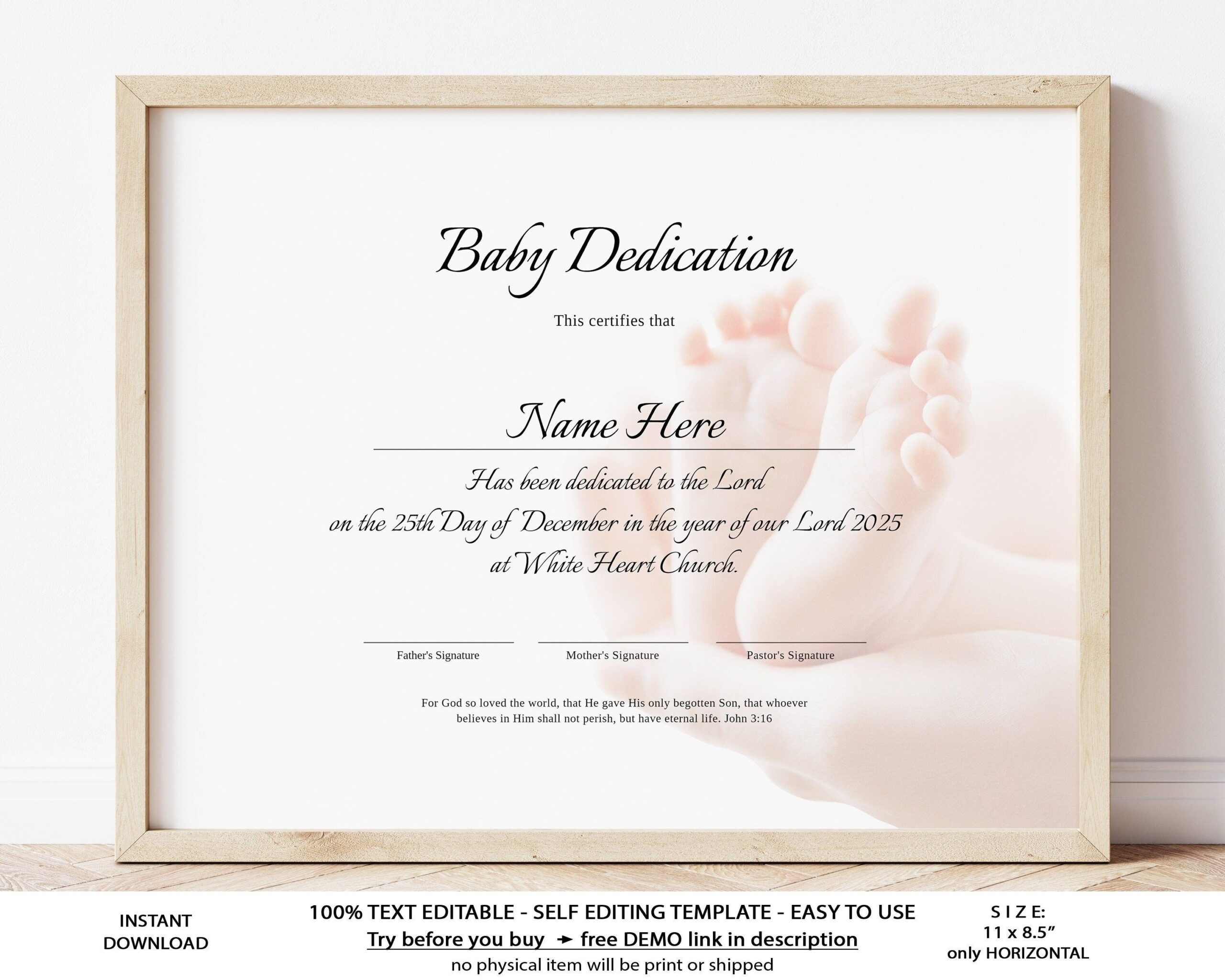 free printable baby dedication certificate
