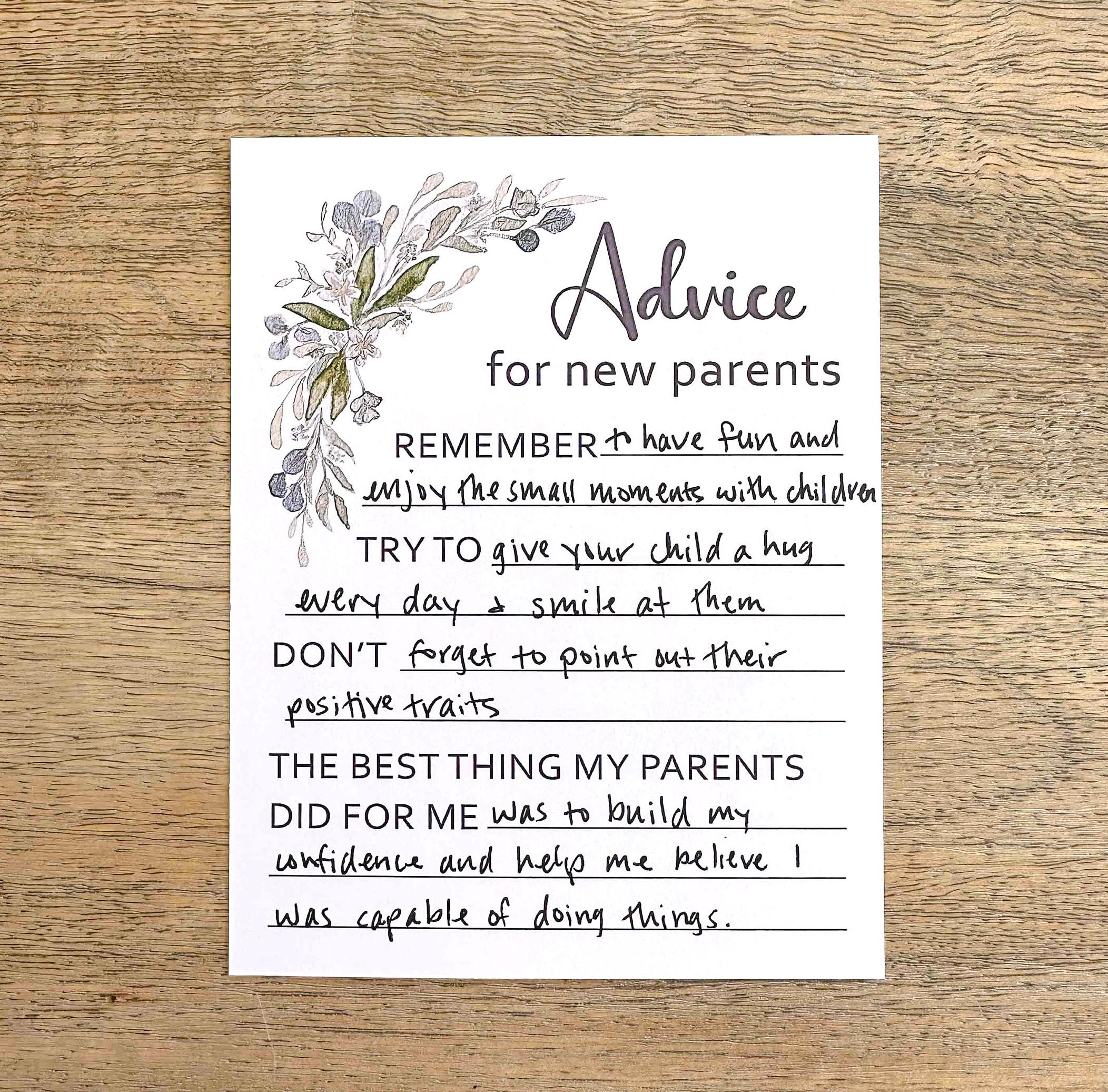 advice for new parents free printable