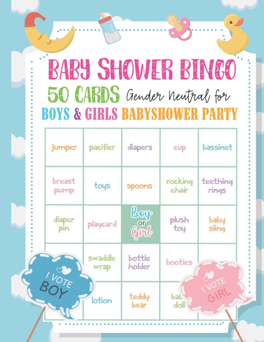 Baby Shower Bingo 50 Cards Gender Neutral For Boys U0026 Girls Baby Shower Party Printed Party Baby Shower Game And Activity Fun Unique And Easy To Play Amazon co uk TEMARI Mr