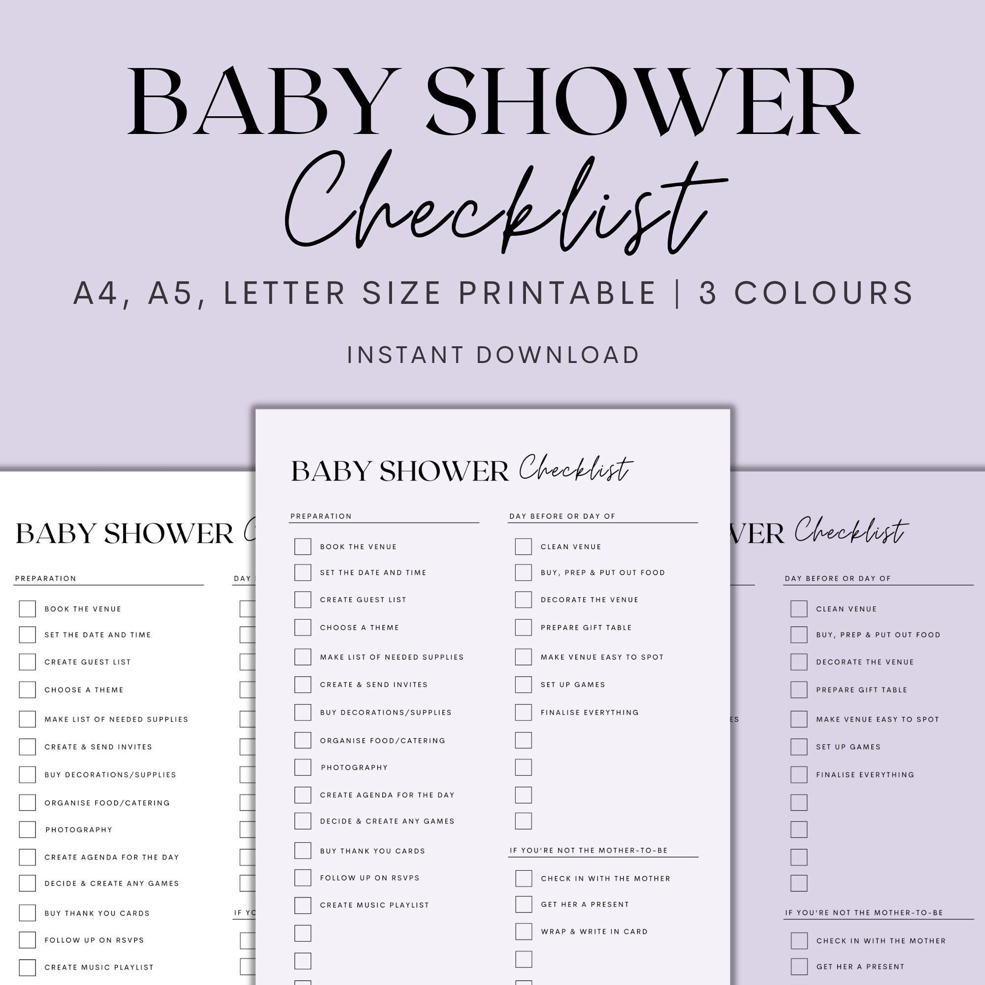 Baby Shower Checklist Printable Baby Shower Planner Printable 